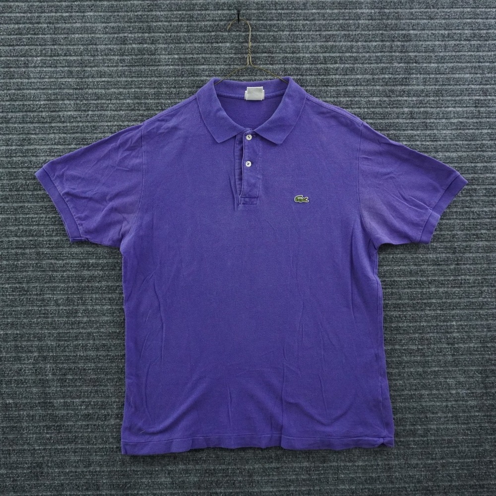 Lacoste Polo Shirt Mens Size 5 Purple Short Sleeve Pique Cotton Logo